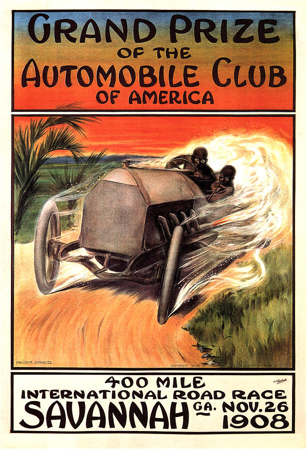 Vintage Mixed Media - Automobile Club of America - Car Race - Vintage Advertising Poster by Studio Grafiikka