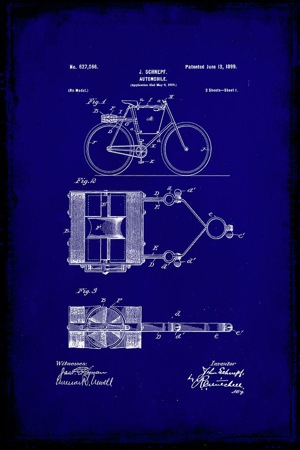 Automobile Patent Drawing 2a Mixed Media by Brian Reaves