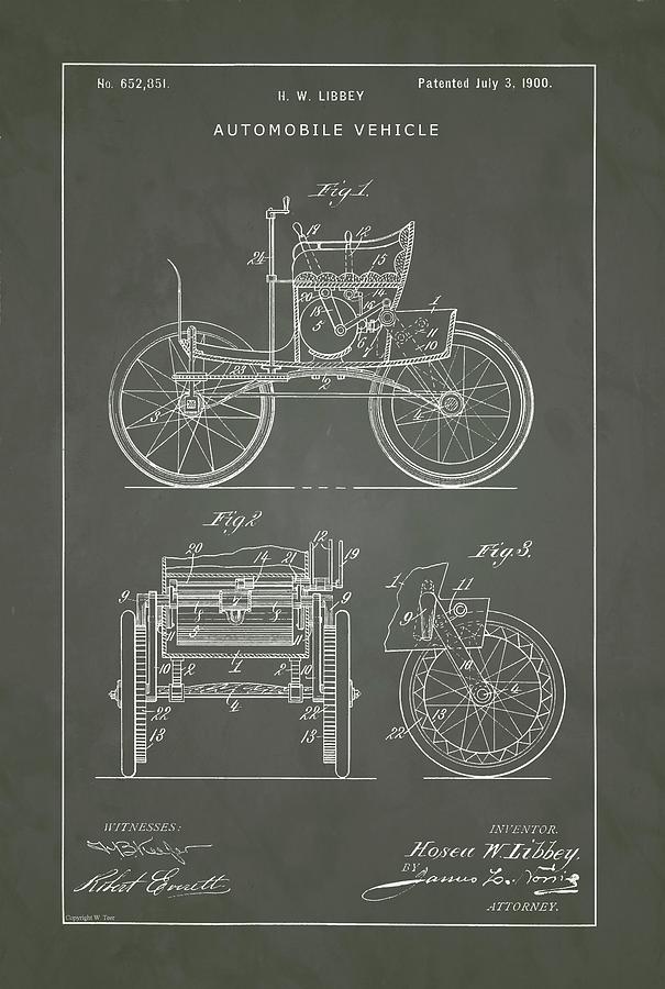 Automobile Patent Drawing by Vintage Pix