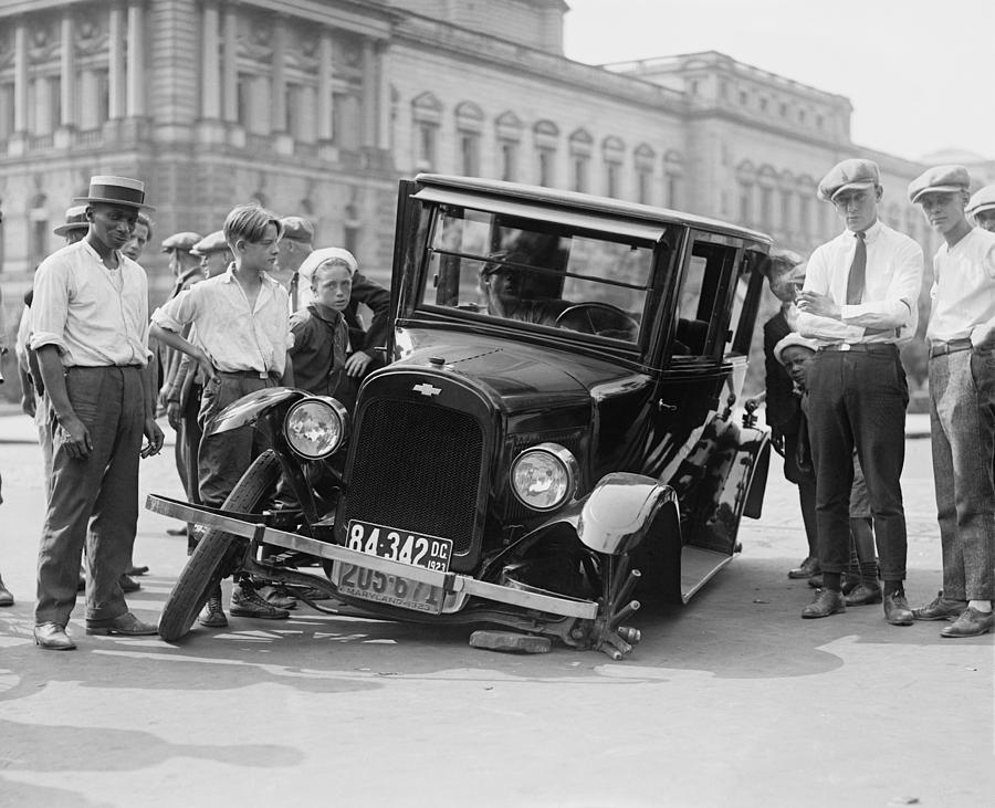 Automobile Wreck - Washington D.C. - 1923 Photograph by War Is Hell Store