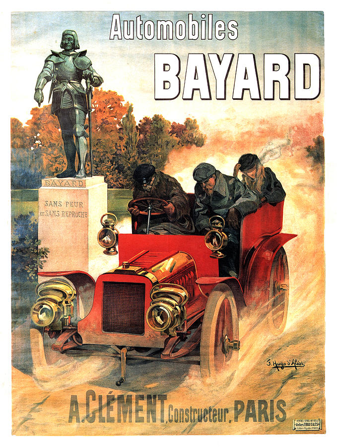 Automobiles Bayard - Car Race - Vintage Advertising Poster Mixed Media