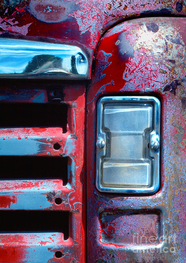 automobiles salvage art photograph - Once Red Truck Photograph by Sharon Hudson