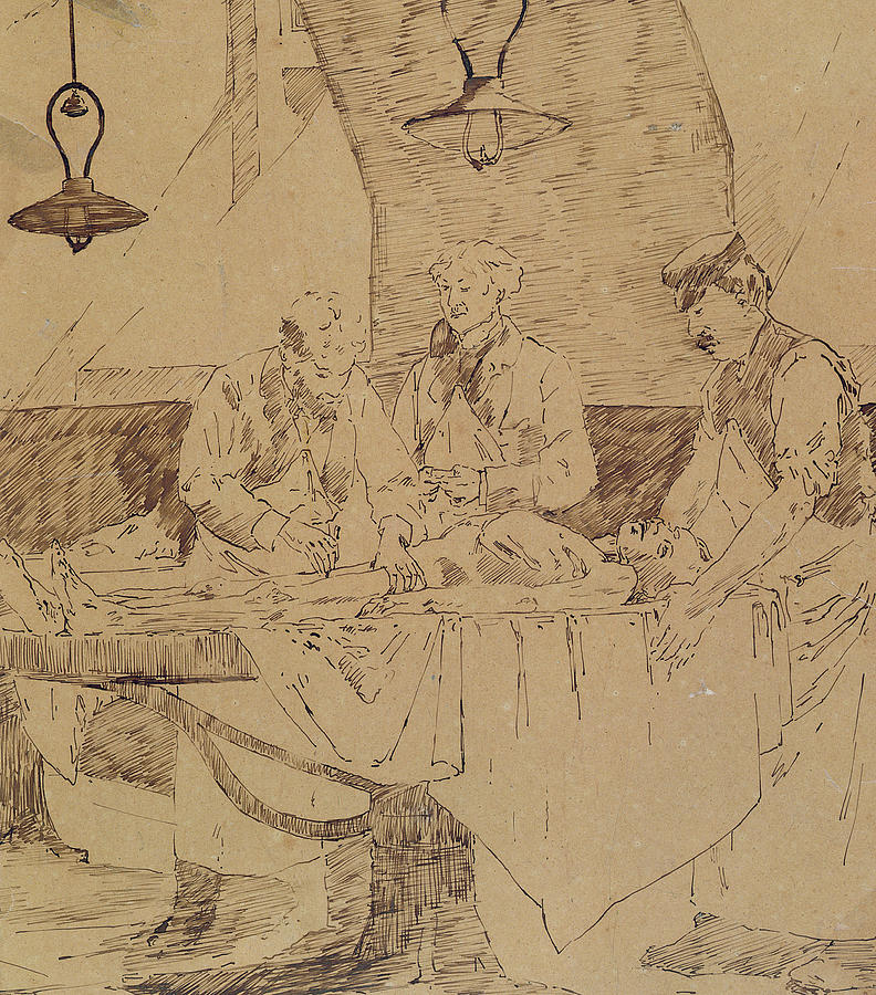 Autopsy at the Hotel-Dieu Drawing by Henri Gervex