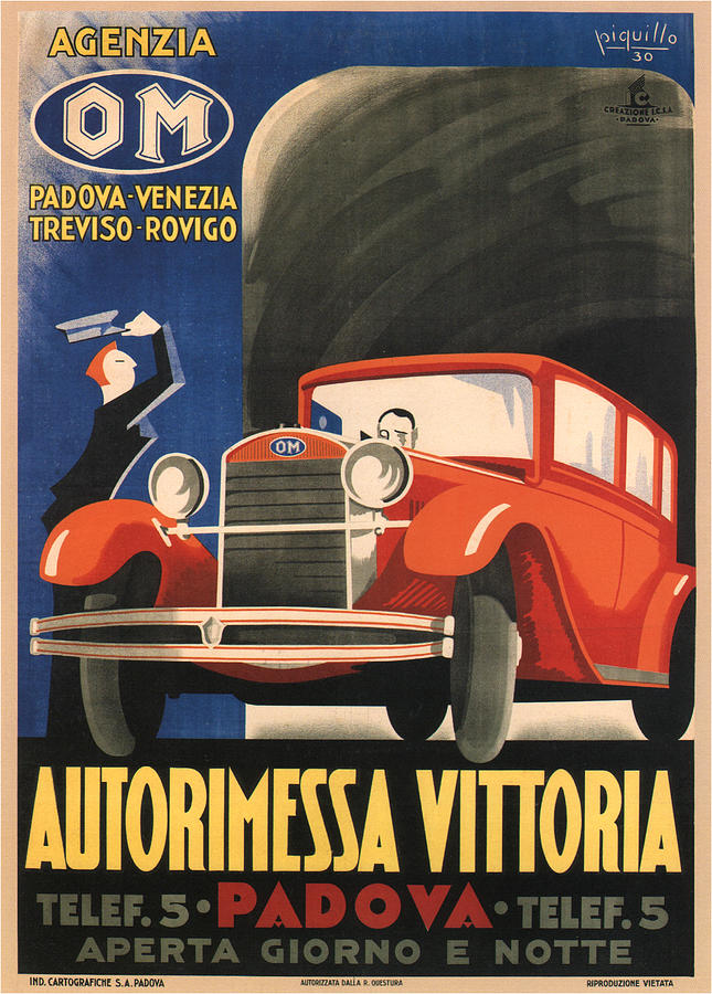 Autorimessa Vittoria - Padova, Italy - Vintage French Advertising Poster Mixed Media