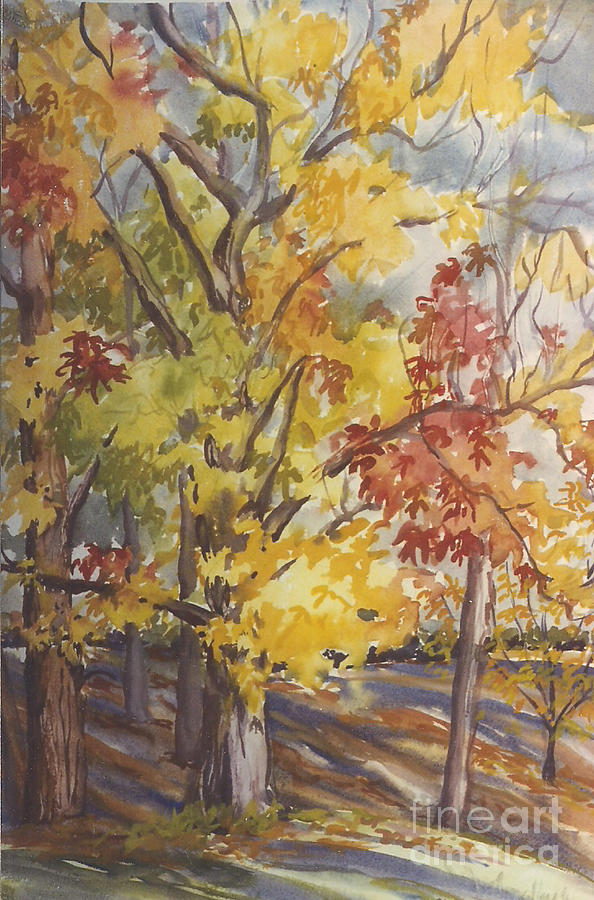 Autum, in the Park Painting by Judith Young