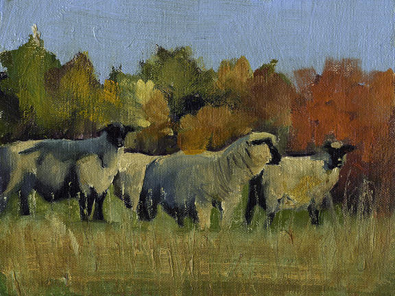 Autum sheep Painting by John Reynolds