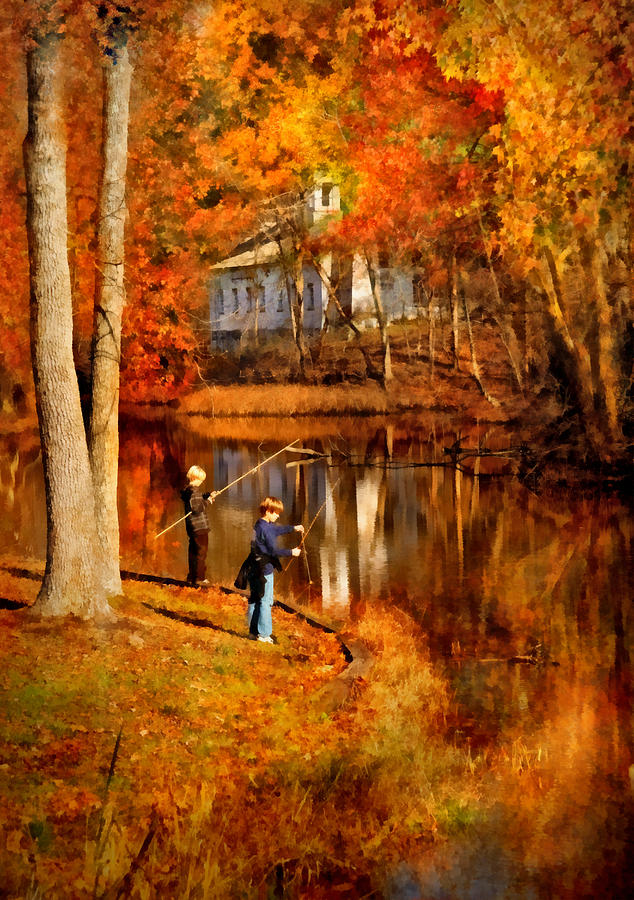 Fall Photograph - Autumn - People - Gone Fishing by Mike Savad