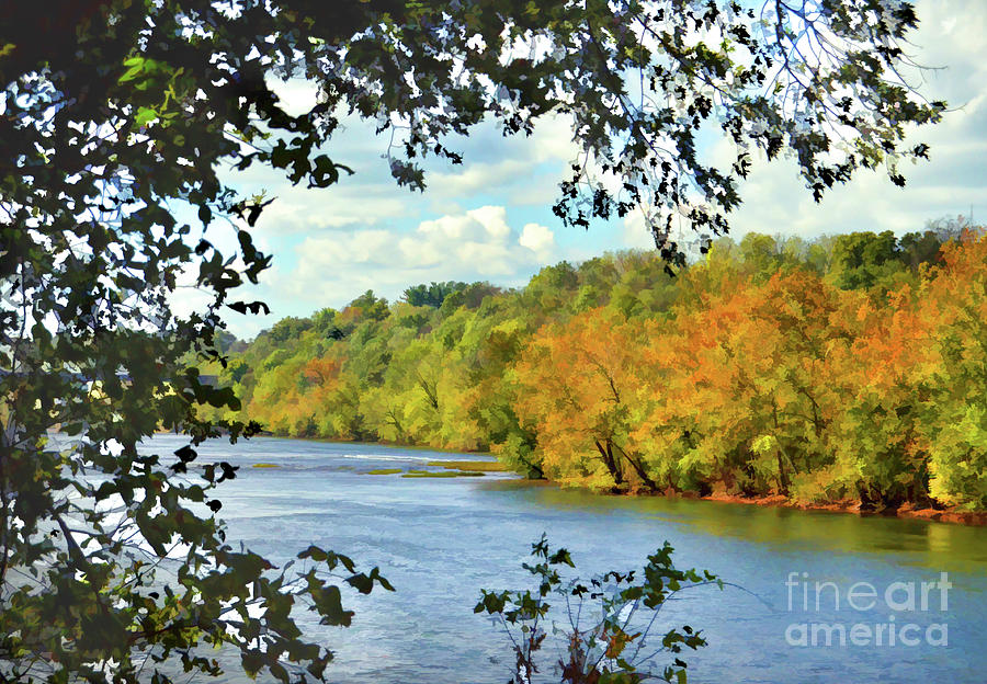 Autumn Along The New River - Bisset Park - Radford Virginia Photograph by Kerri Farley