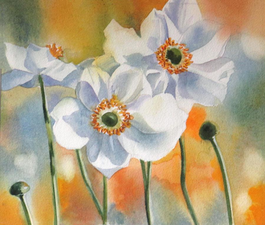 Autumn anemone Painting by Alfred Ng