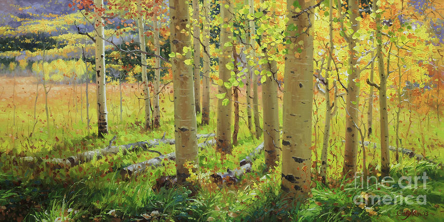 Autumn Aspen Painting by Gary Kim