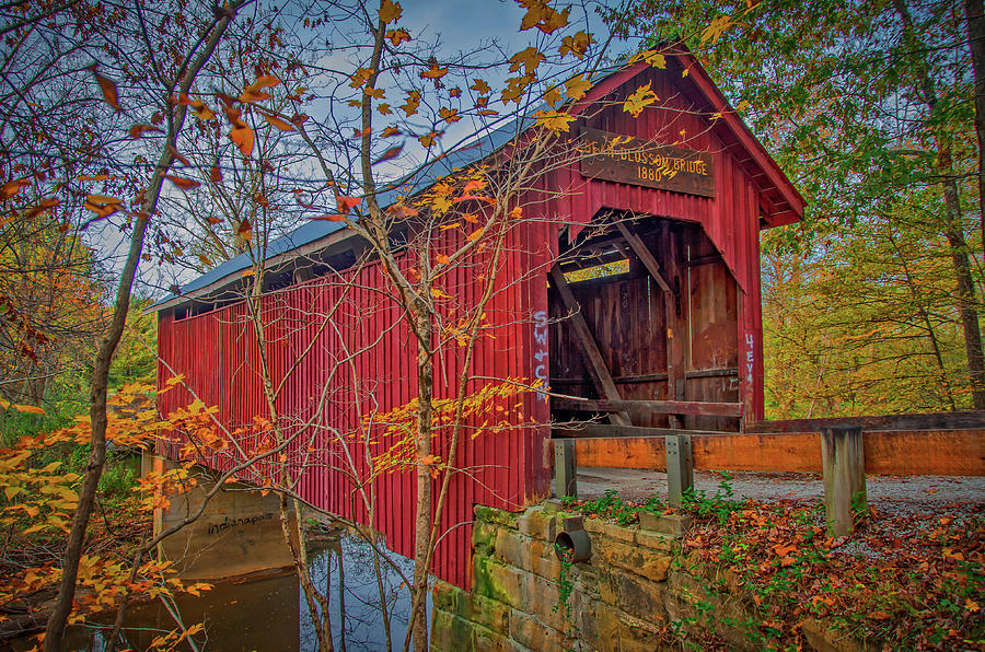 Autumn at Bean Blossom Covered Bridge, Indiana Photograph by Ina ...