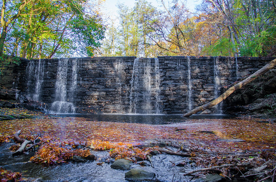 Autumn at Dove Lake Waterfall - Gladwyne Pa Photograph by Bill Cannon