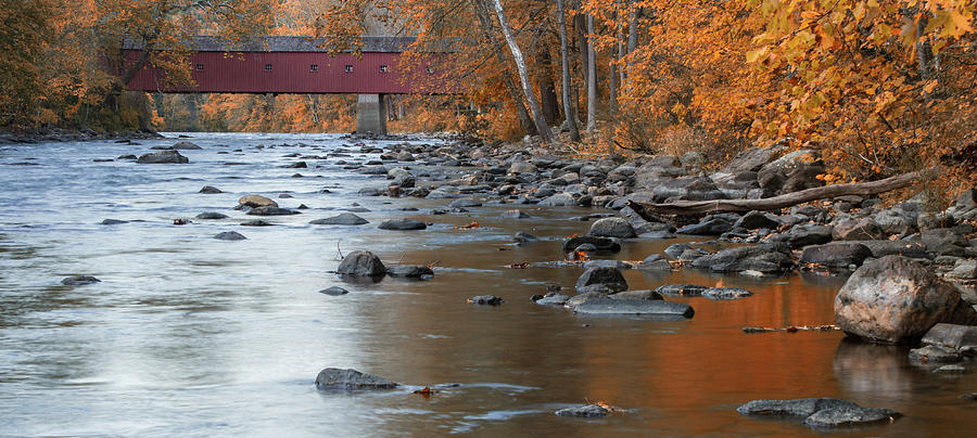 Autumn At Historic West Cornwall Ct Covered Bridge Photograph