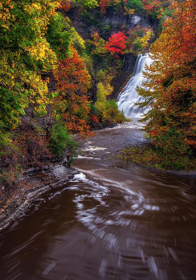 Autumn At Ithaca Falls Photograph by Mark Papke
