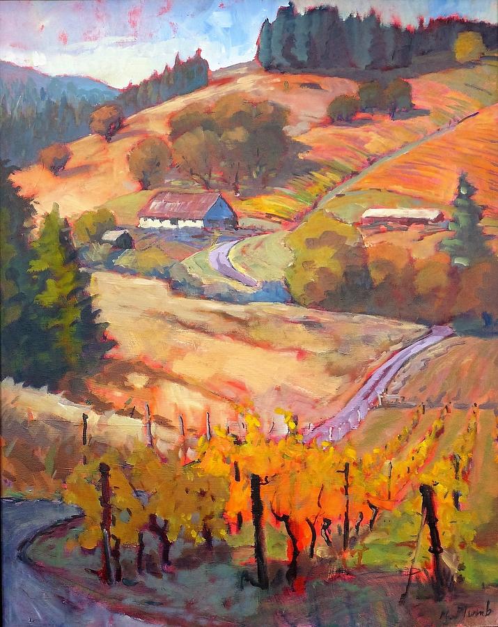 Grape Painting - Autumn at Silvan Ridge by Margaret Plumb