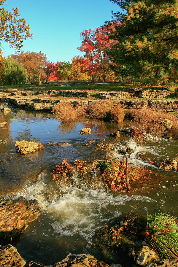 Autumn At The Deer Lake Creek Riffles In Forest Park St Louis Missouri Photograph by Garry McMichael