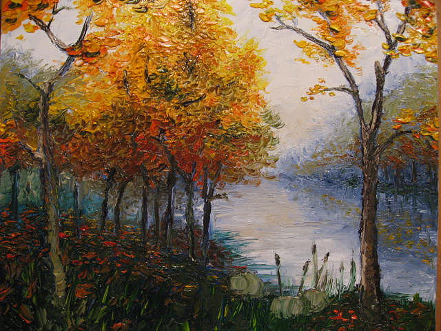 Autumn at the Lake House Painting by Joshua Grabowski - Pixels