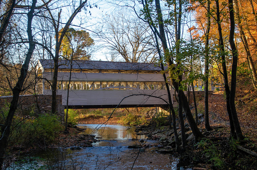 Autumn at Valley Creek - Knox Covered Bridge Photograph by Bill Cannon