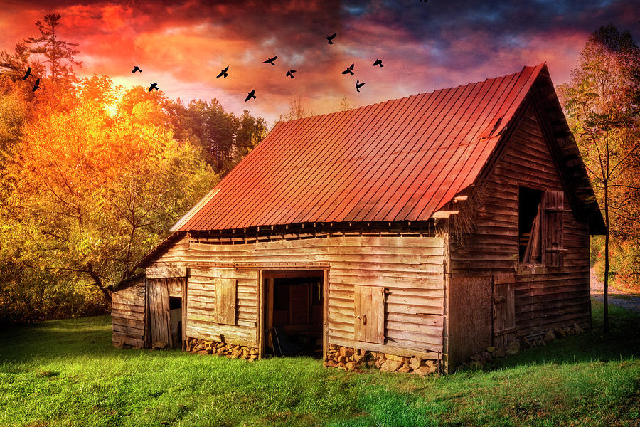 Autumn Barn at Sunset Photograph by Debra and Dave Vanderlaan