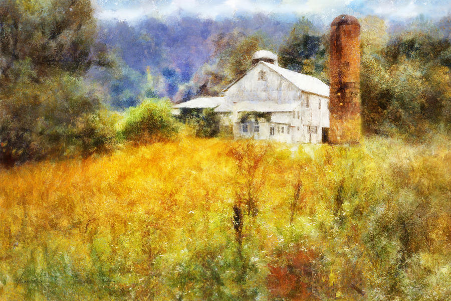 Autumn Barn in the Morning Digital Art by Frances Miller