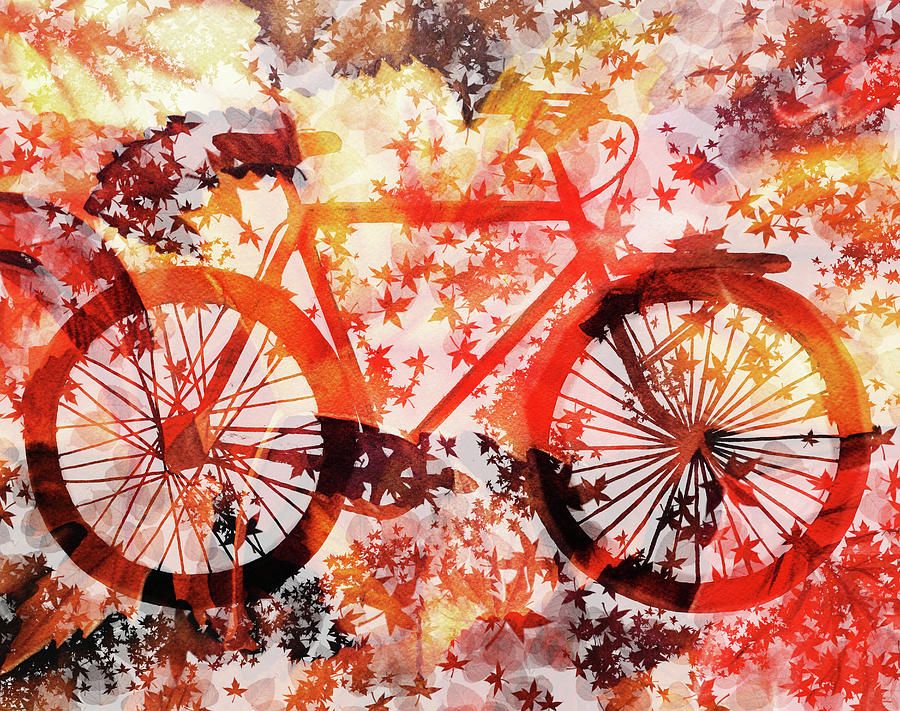 Autumn Bicycle Painting by Irina Sztukowski