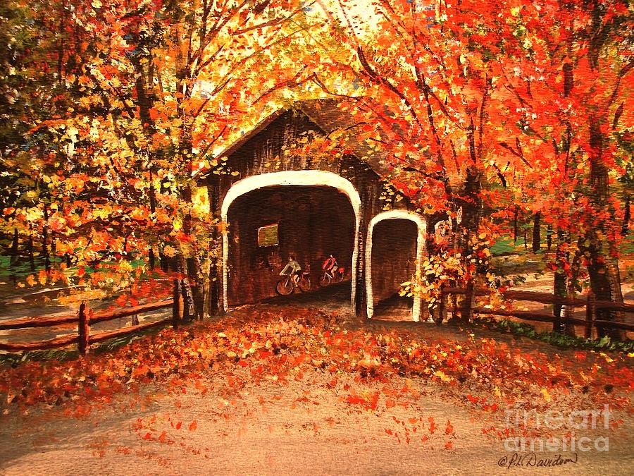 Autumn Bike Ride Painting by Pat Davidson