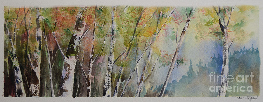 Autumn Birch Trees Painting by Bev Morgan