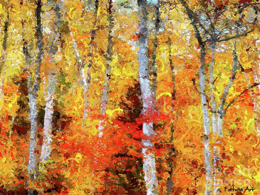  Autumn Birches Painting by Dragica Micki Fortuna
