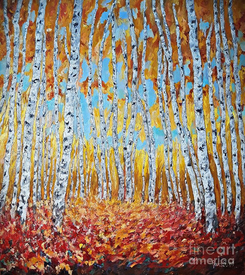Autumn Birches Forest Painting by Amalia Suruceanu