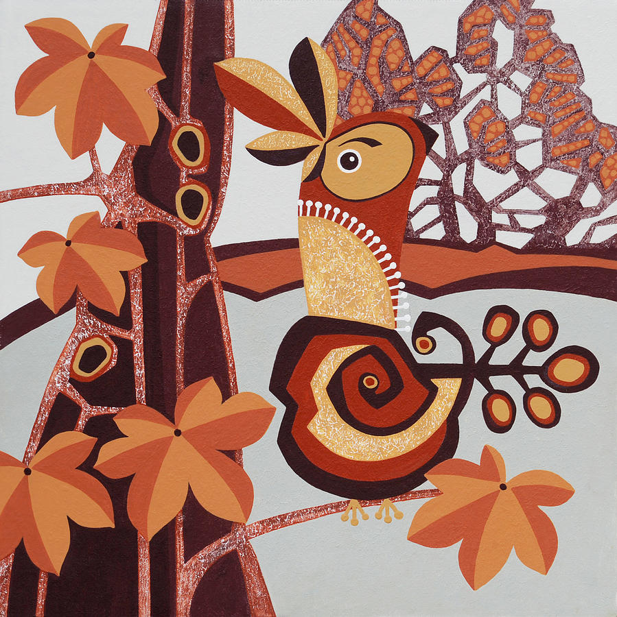 Abstract Painting - Autumn Bird by Susan Lishman