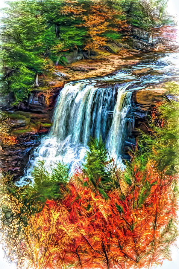 Autumn Blackwater Falls - Paint 3 Photograph by Steve Harrington