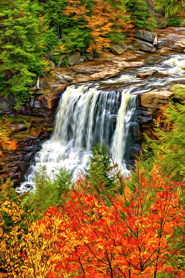 Autumn Blackwater Falls - Paint Photograph by Steve Harrington