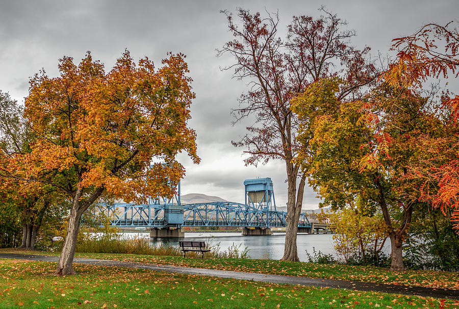 Autumn Blue Bridge Photograph by Brad Stinson