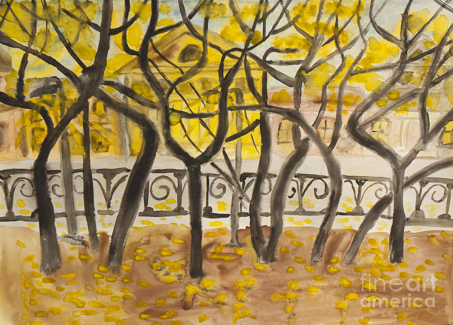 Autumn boulevard, painting Painting by Irina Afonskaya