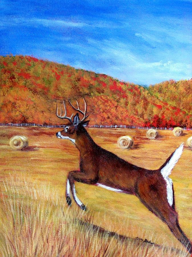 Deer Painting - Autumn Bounding by Tami Booher