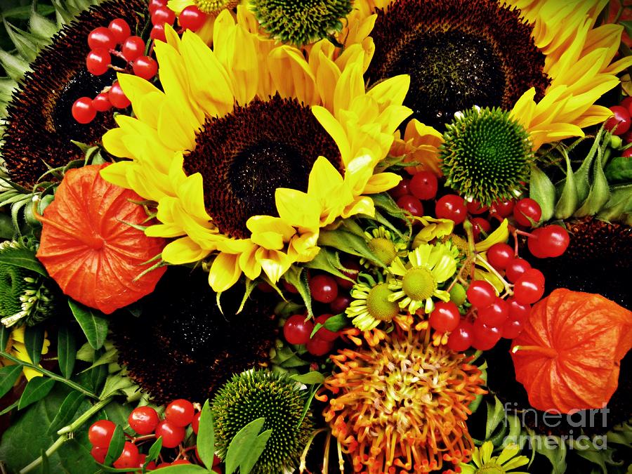 Sunflower Photograph - Autumn Bouquet by Sarah Loft