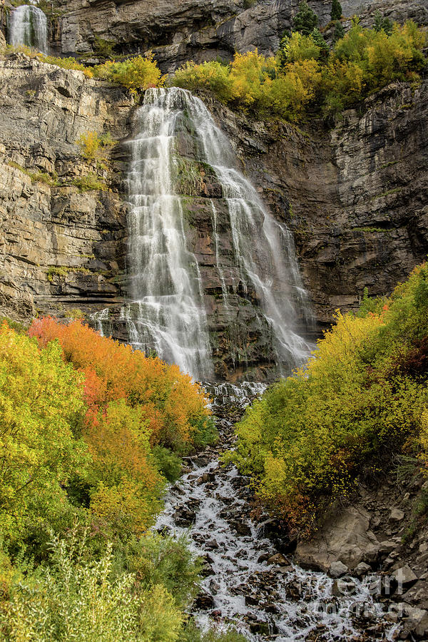 Nature Photograph - Autumn - Bridal Veil Falls - Provo Canyon - Utah by Gary Whitton
