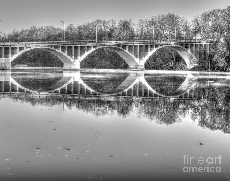 Autumn Bridge Reflections in Black and White Photograph by Rod Best
