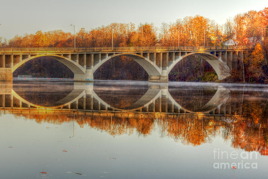 Autumn Bridge Reflections Photograph by Rod Best