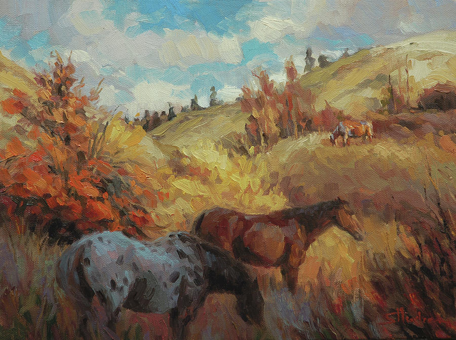 Horse Painting - Autumn Browsing by Steve Henderson