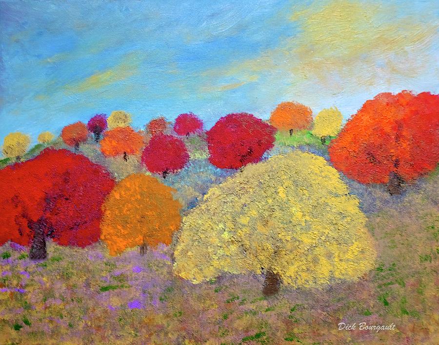 Autumn Bursts Painting by Dick Bourgault