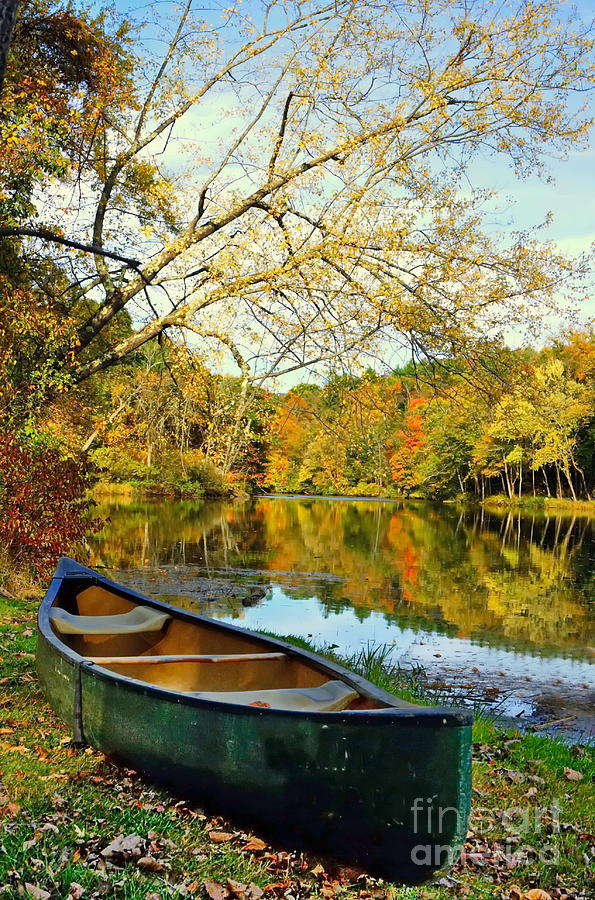 Landscape Photograph - Autumn Canoe Trip by Marcel  J Goetz  Sr