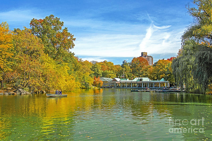 Autumn Central Park Lake And Boathouse Photograph