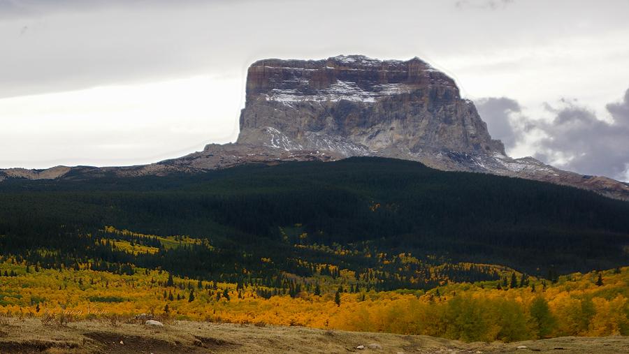 Autumn Chief Mountain, Square View Photograph