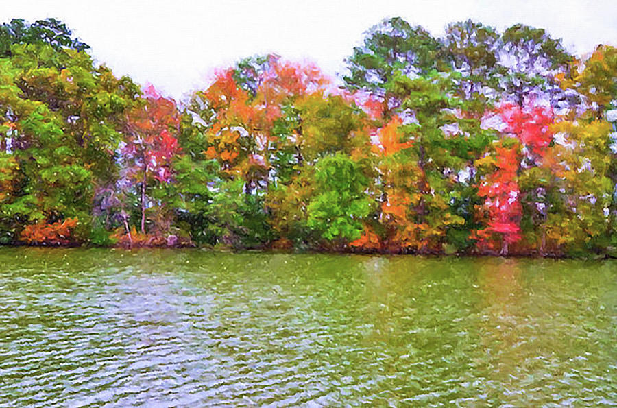 Autumn color in Norfolk botanical Garden 3 Painting by Jeelan Clark