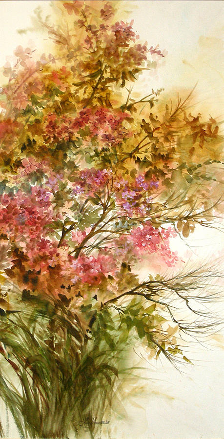 Autumn Colors and Twigs Painting by Lois Mountz