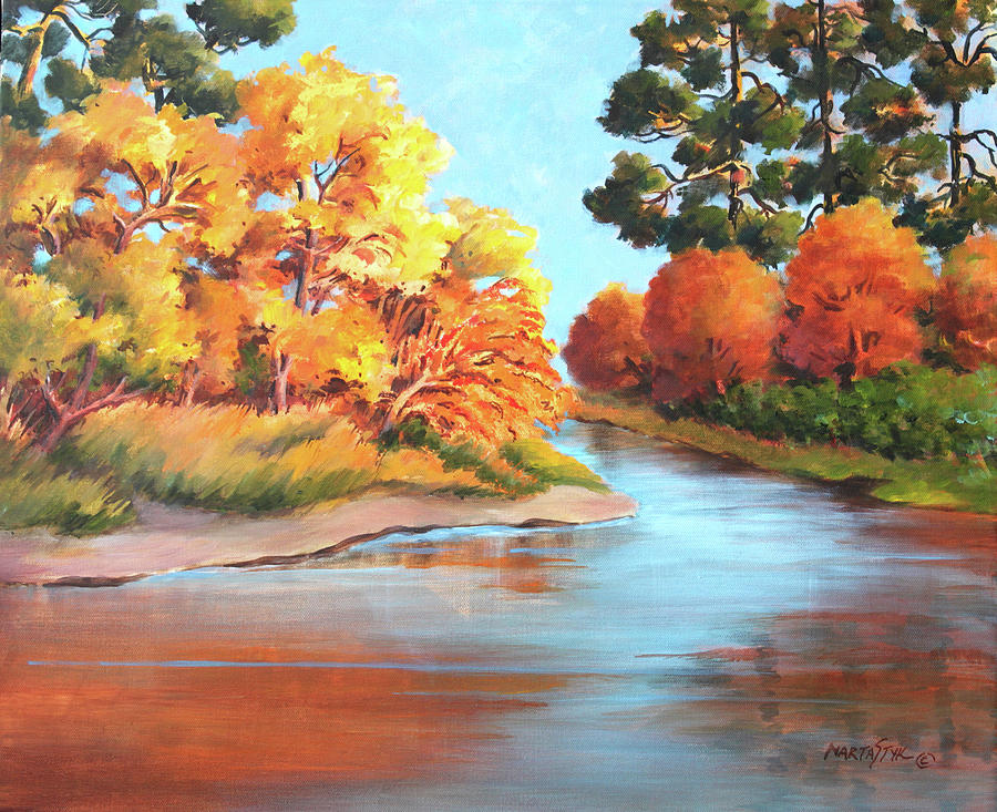 Tree Painting - Autumn Colors Bathing in Sun by Marta Styk
