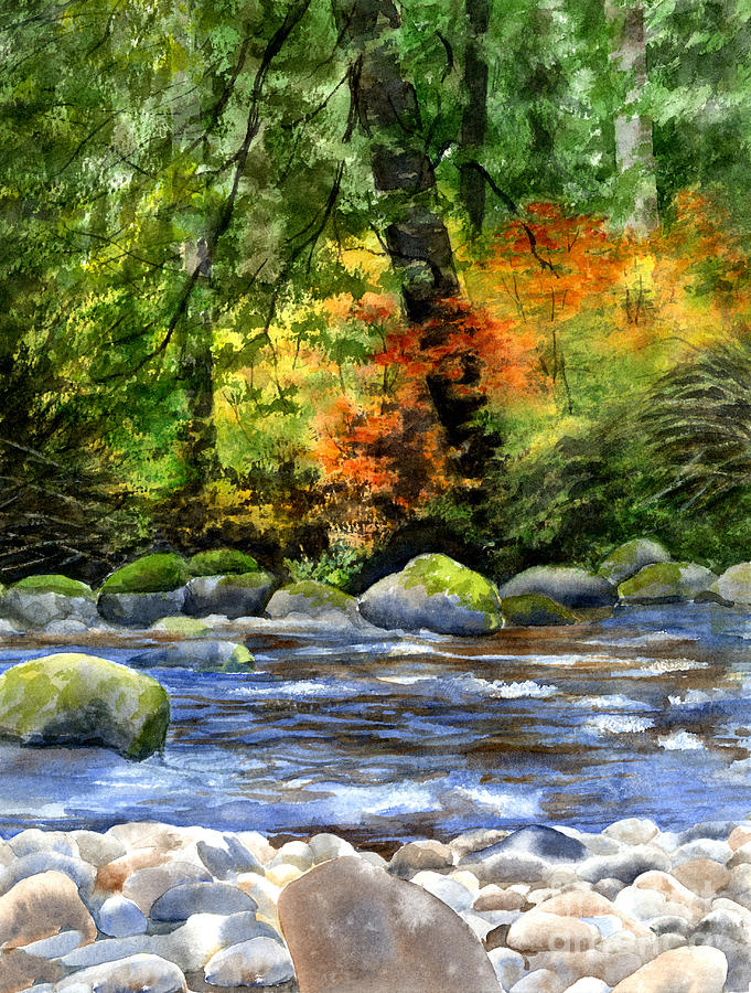 Fall Painting - Autumn Colors in a Forest by Sharon Freeman