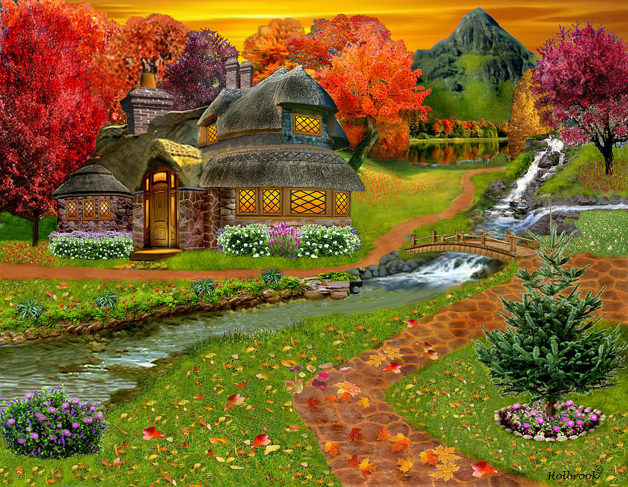 Autumn Country Cottage Digital Art by Glenn Holbrook