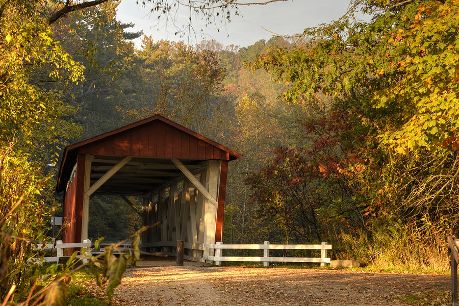 Autumn Covered Bridge Photograph by Ann Bridges
